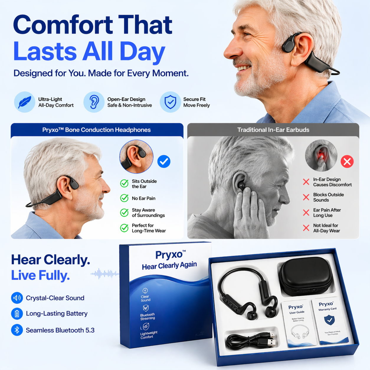 🌎Ends Today: 83% OFF!⏰👂Revitalize your ears again💖 💥 LIMITED TIME OFFER!🔥Advanced Bone Conduction Smart Hearing Headphones